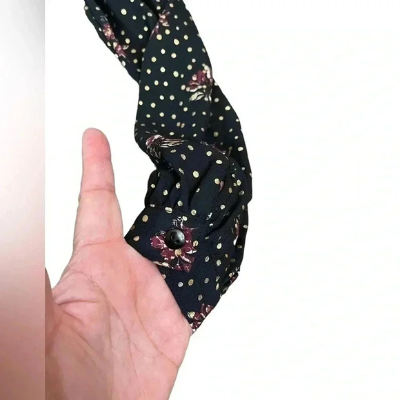 Kate & Mallory Black Gold Floral Long Sleeve V-Neck Maxi Dress Women’s size XS - Picture 10 of 16